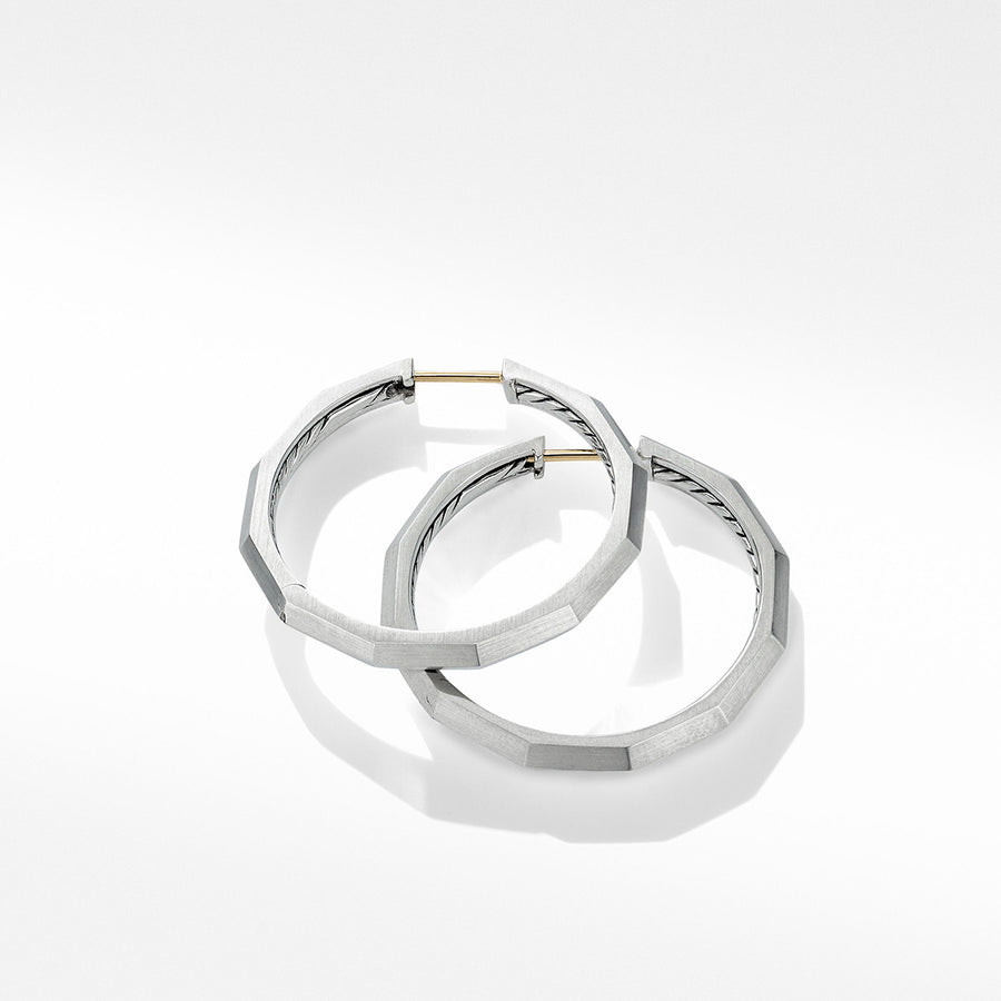 Stax Faceted Hoop Earrings in Sterling Silver
