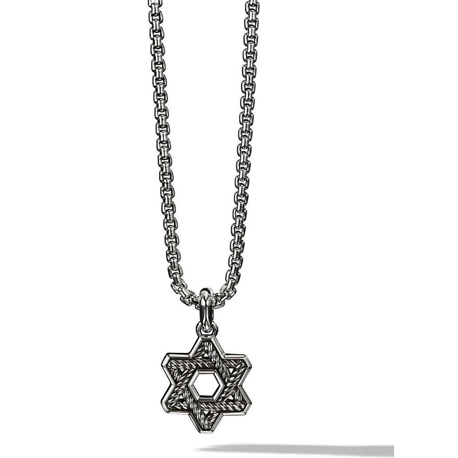 Cable Star of David Amulet in Sterling Silver