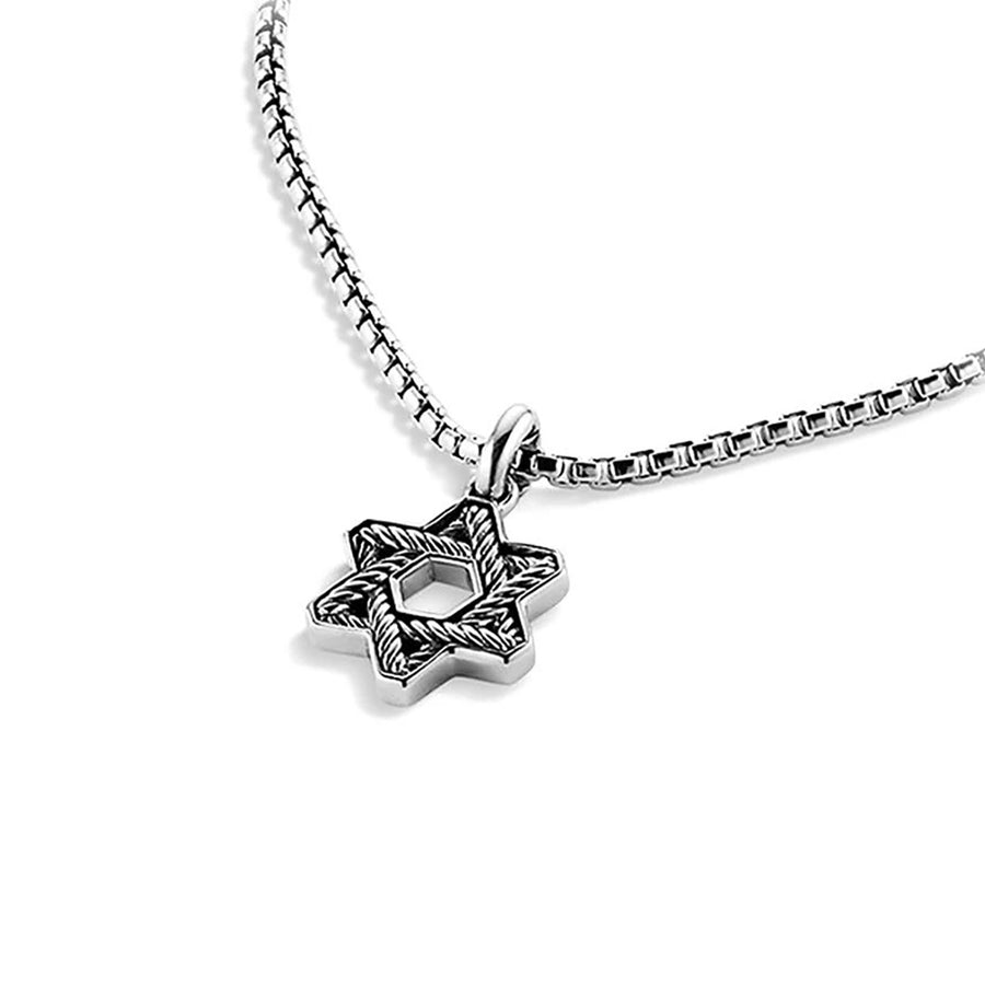 Cable Star of David Amulet in Sterling Silver