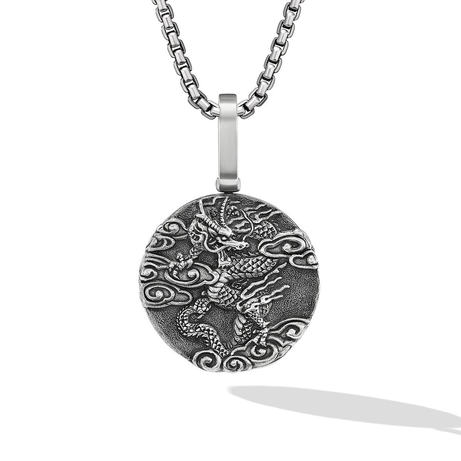 Dragon Amulet Pendant in Sterling Silver without Chain