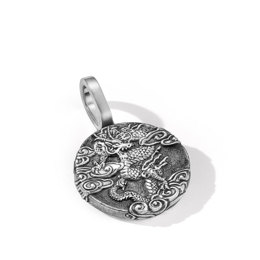 Dragon Amulet Pendant in Sterling Silver without Chain