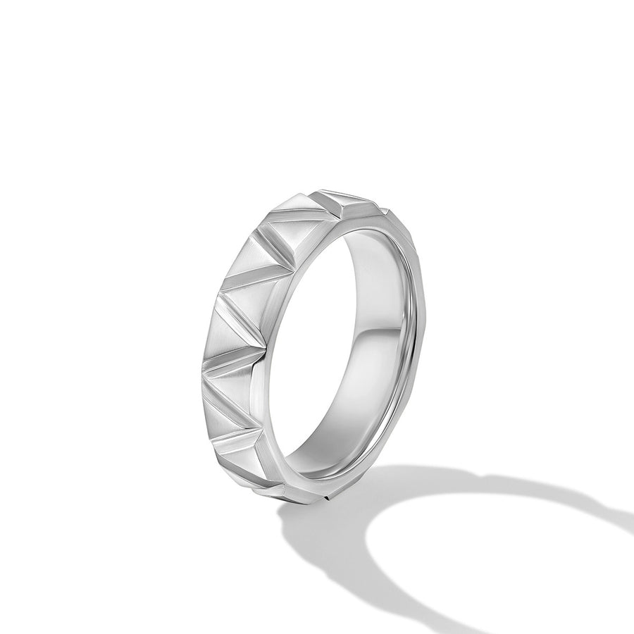 Faceted Triangle Band Ring in Sterling Silver