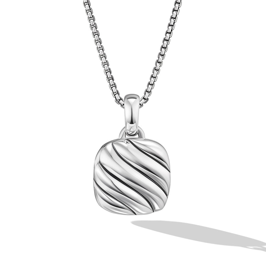 Sculpted Cable Square Locket in Sterling Silver