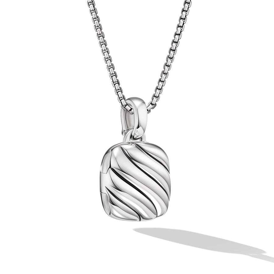 Sculpted Cable Square Locket in Sterling Silver