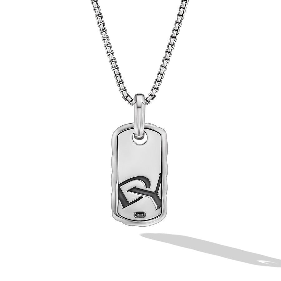 Petite Sculpted Cable Tag in Sterling Silver
