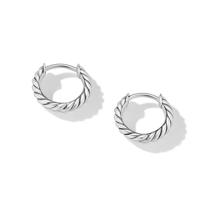 Sculpted Cable Huggie Hoop Earrings in Sterling Silver