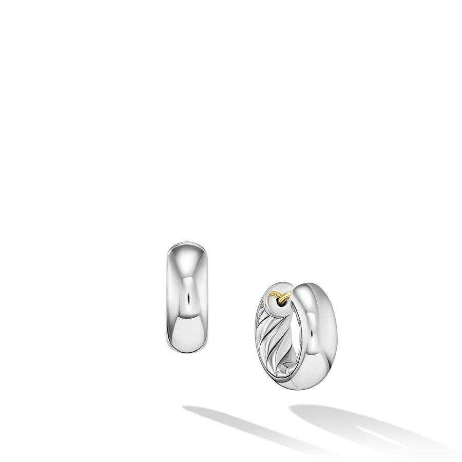 Sculpted Cable Micro Smooth Hoop Earrings in Sterling Silver