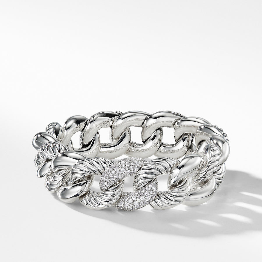Belmont Curb Link Bracelet with Diamonds, 18mm