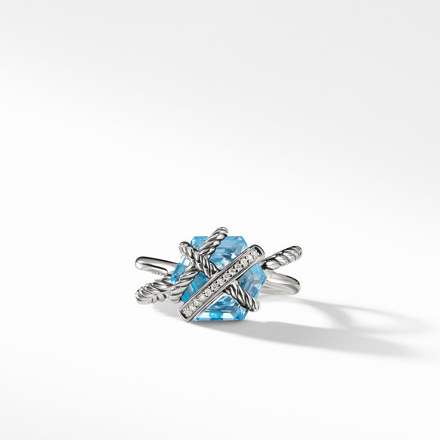 Ring with Blue Topaz and Diamonds