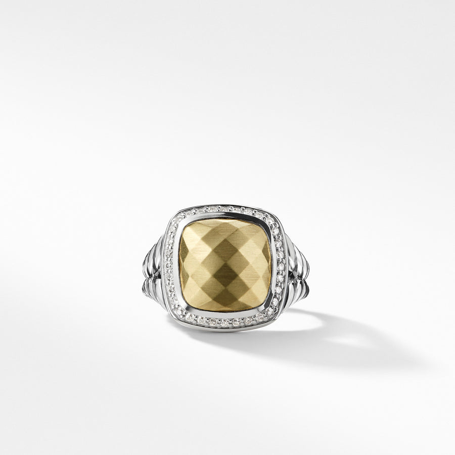 Ring with Gold Dome and Diamonds with 18K Gold