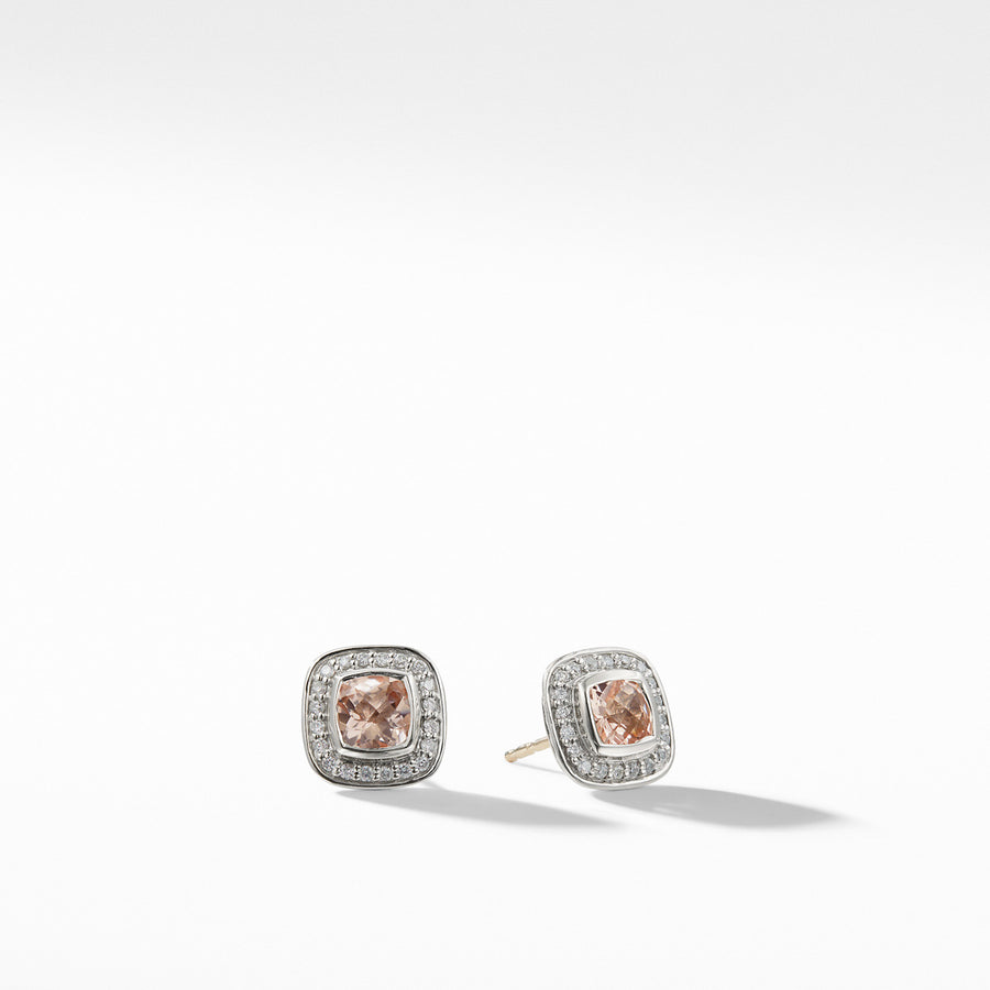 Petite Albion Earrings with Morganite and Diamonds