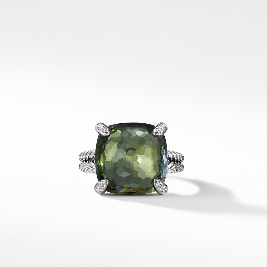 Chatelaine Ring with Green Orchid and Diamonds