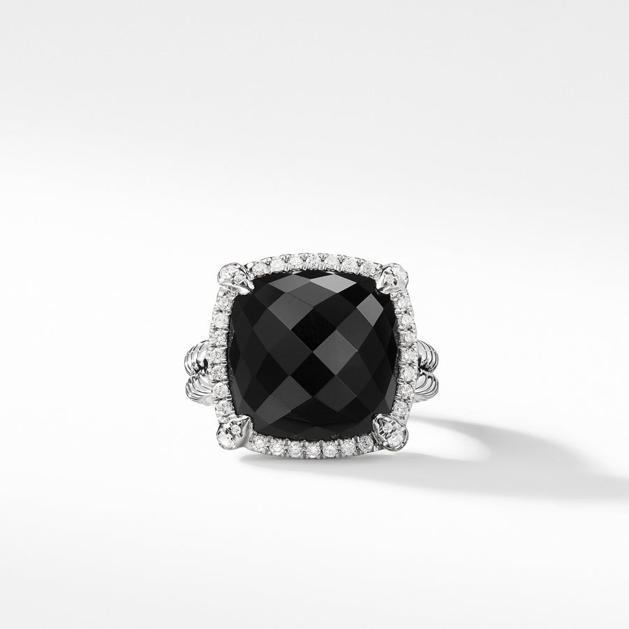 Chatelaine Pave Bezel Ring with Black Onyx and Diamonds