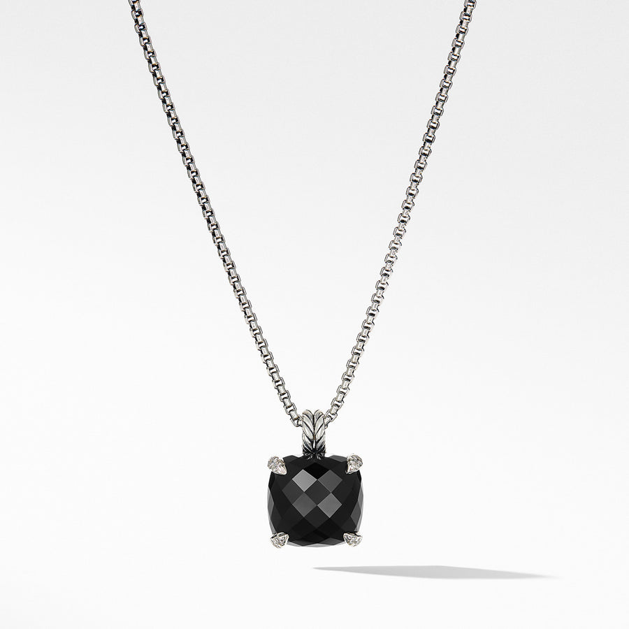 Chatelaine Pendant Necklace with Black Onyx and Diamonds