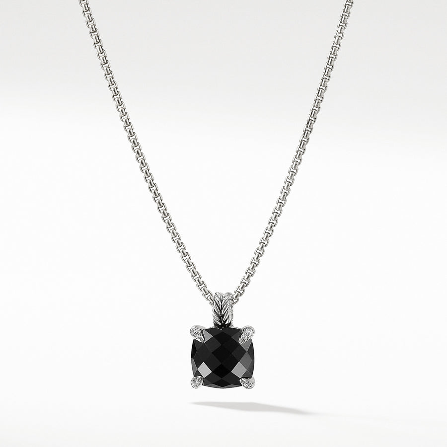 Chatelaine Pendant Necklace with Black Onyx and Diamonds