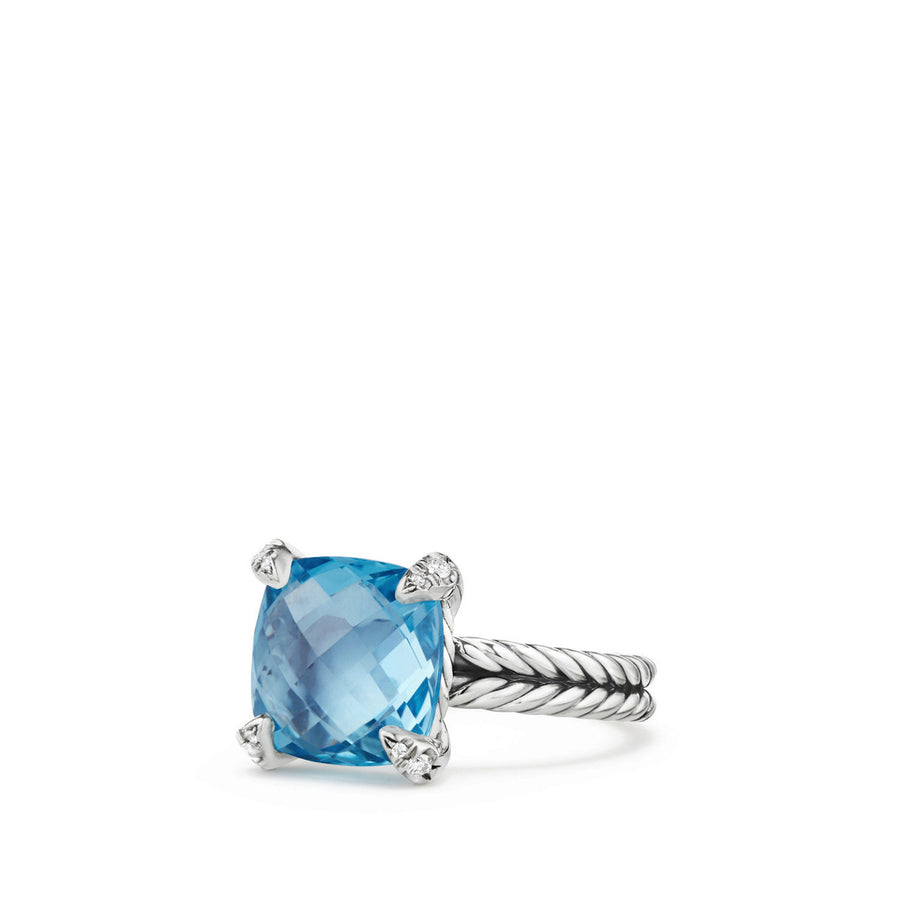 Chatelaine Ring with Blue Topaz and Diamonds