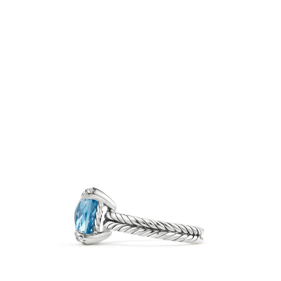 Chatelaine Ring with Blue Topaz and Diamonds