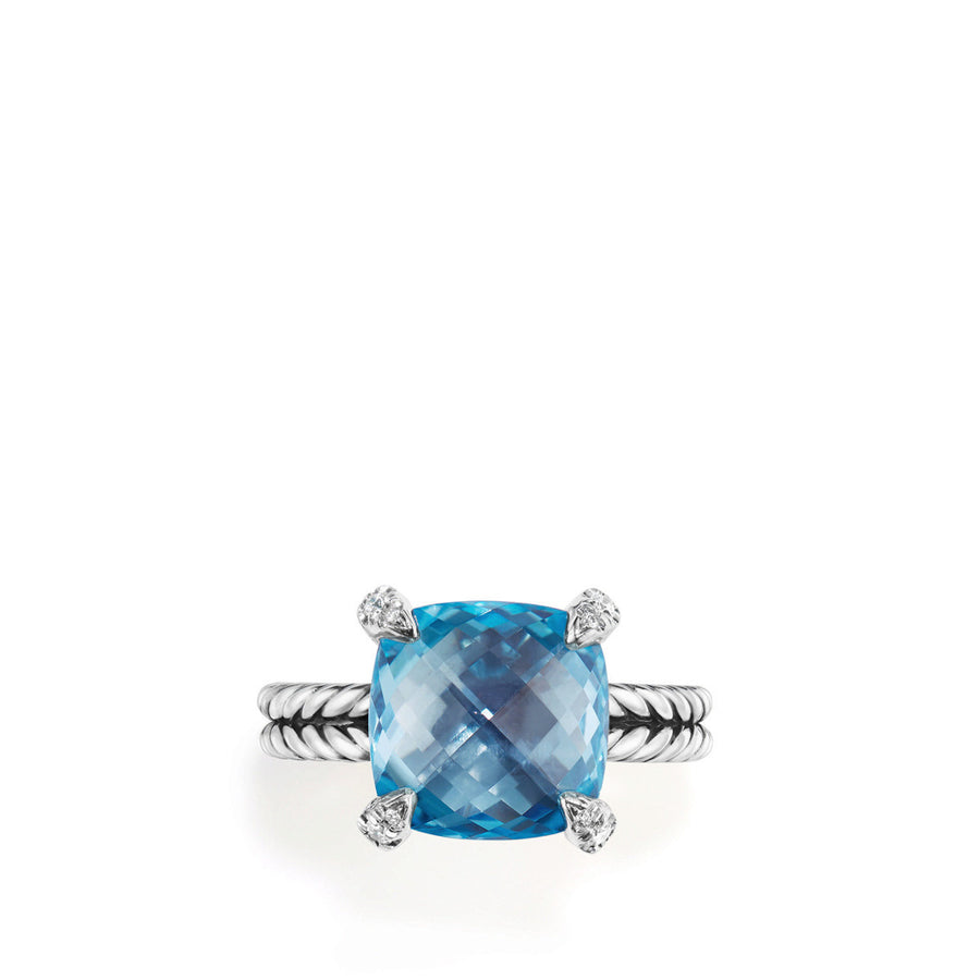 Chatelaine Ring with Blue Topaz and Diamonds