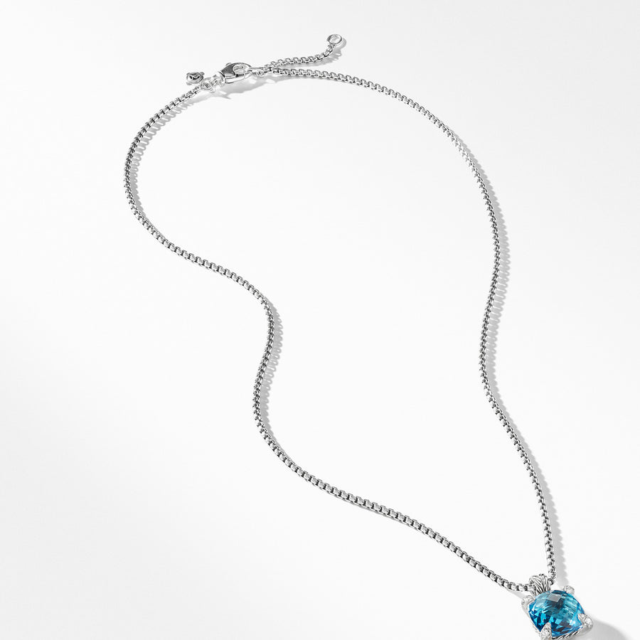 Chatelaine Pendant Necklace with Blue Topaz and Diamonds