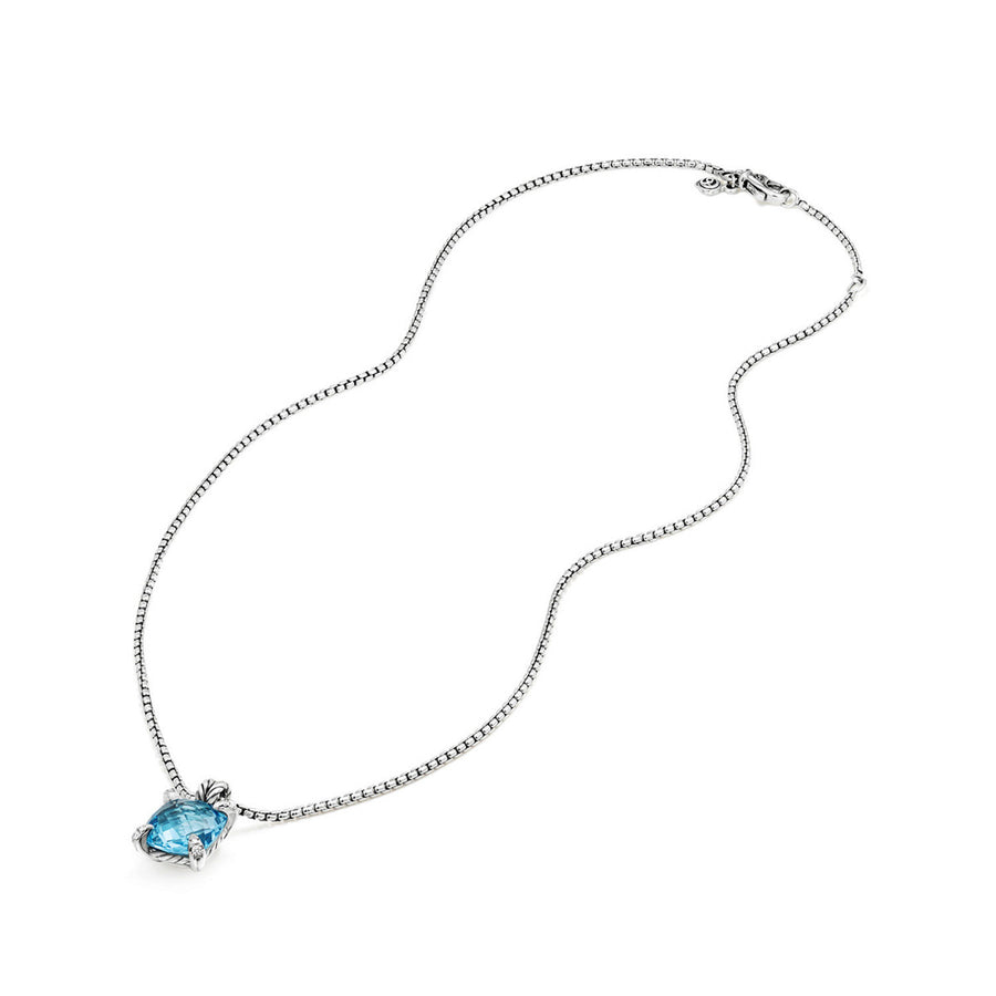 Chatelaine Pendant Necklace with Blue Topaz and Diamonds