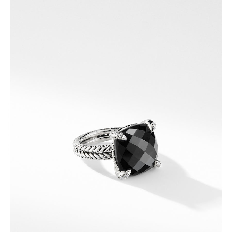 Chatelaine Ring with Black Onyx and Diamonds