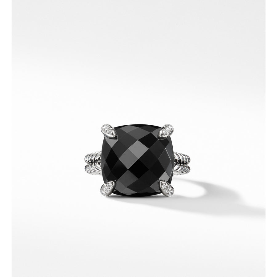Chatelaine Ring with Black Onyx and Diamonds