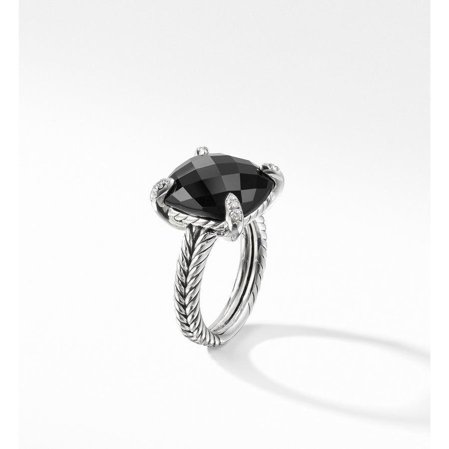 Chatelaine Ring with Black Onyx and Diamonds