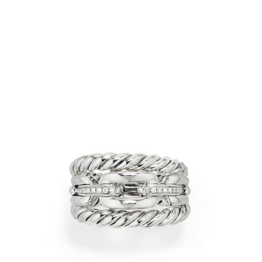 Wellesley Three-Row Ring with Diamonds