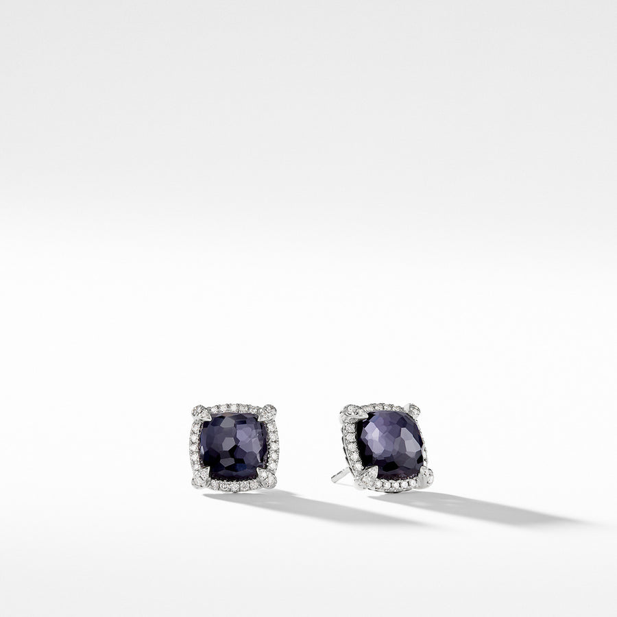 Chatelaine Pave Bezel Earring with Black Orchard and Diamonds