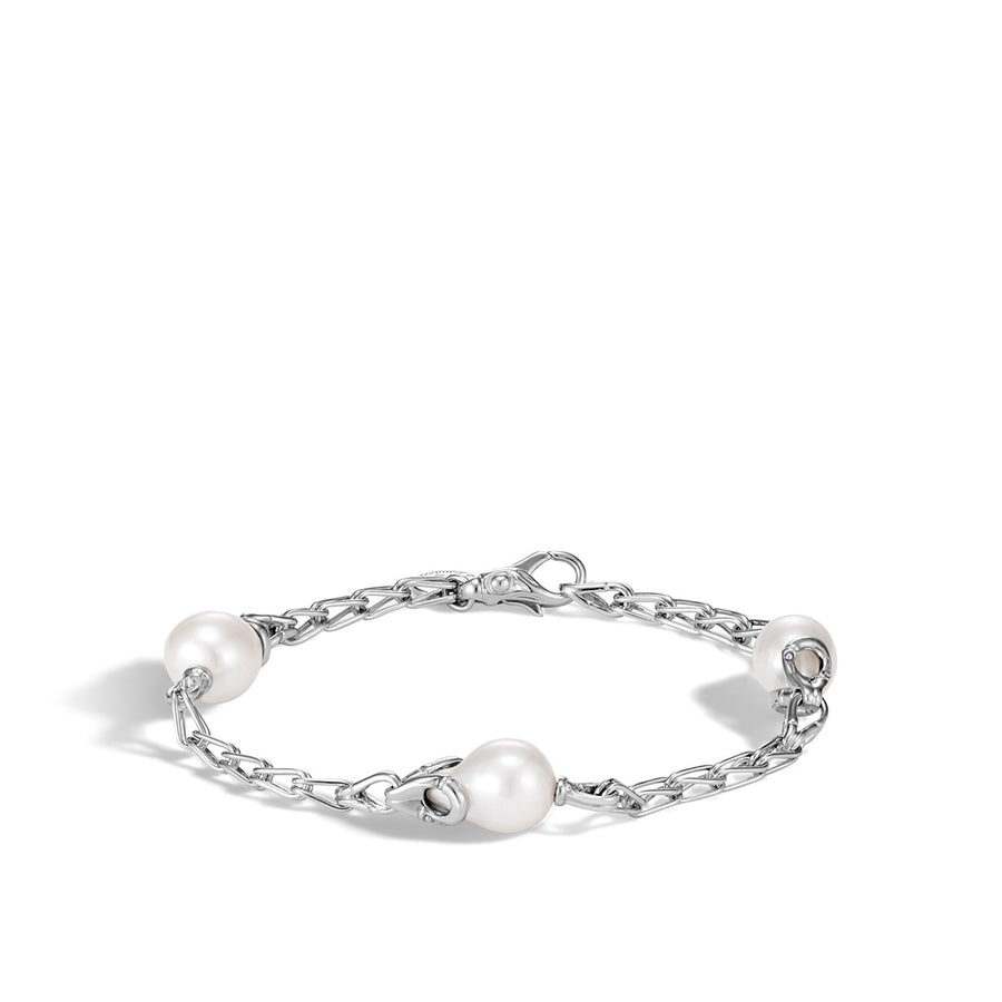 Station Bracelet with White Freshwater Pearl