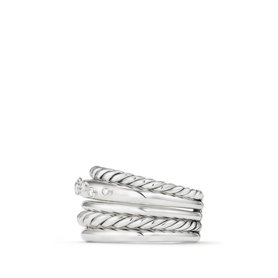 Pure Form Wide Ring with Diamonds