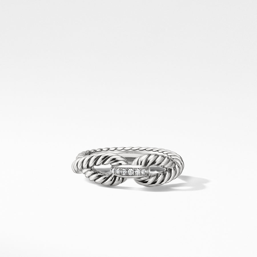 Cable Loop Ring with Diamonds