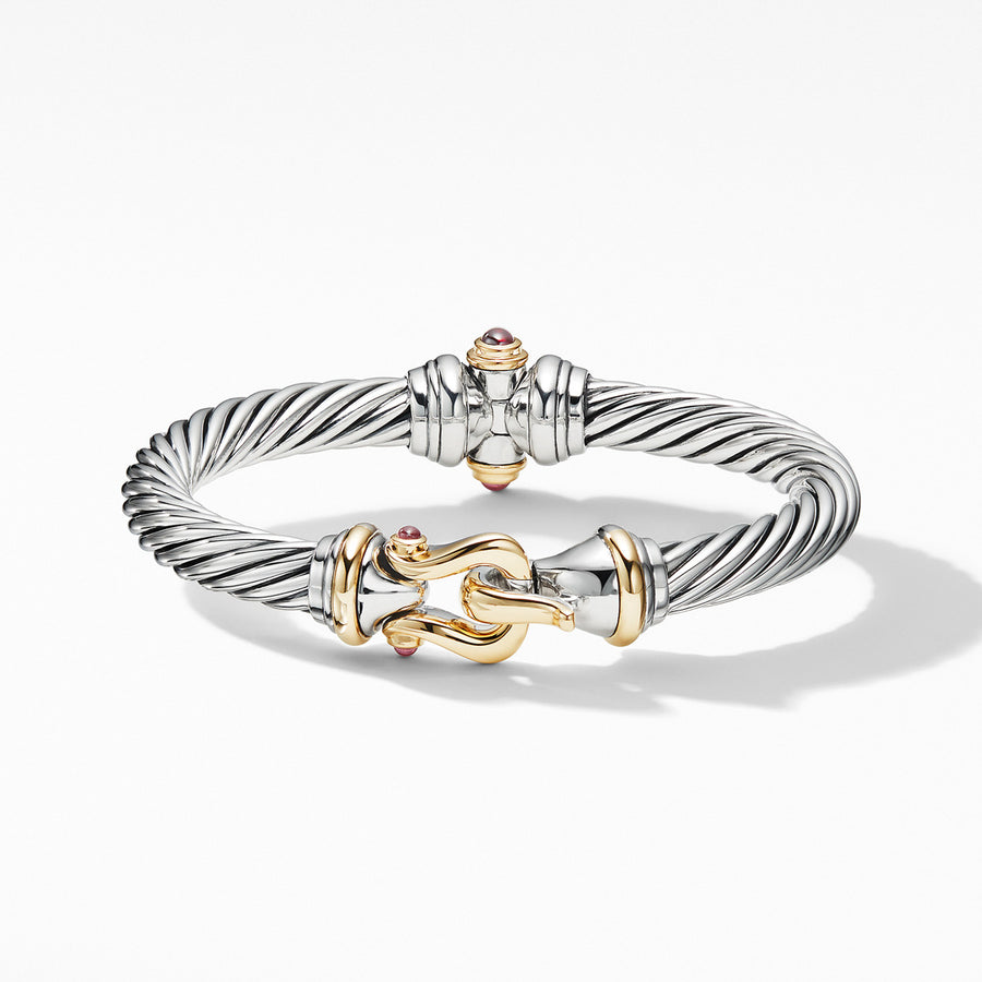 Cable Buckle Bracelet with 18K Yellow Gold and Rhodalite Garnet