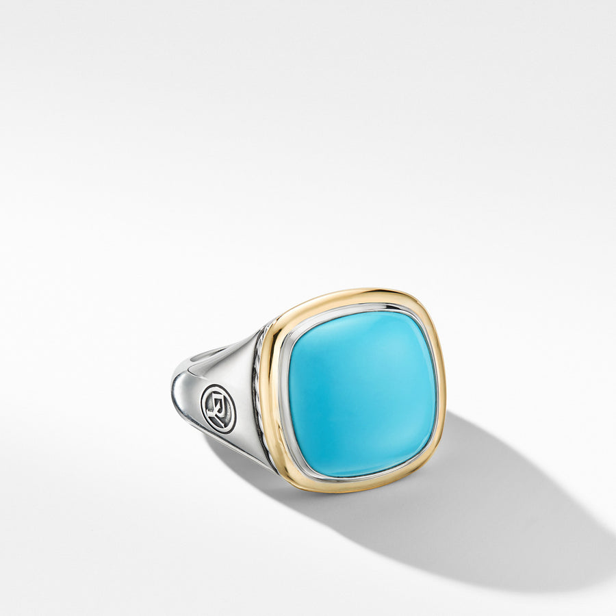 Albion Ring with Reconstituted Turquoise and 18K Yellow Gold