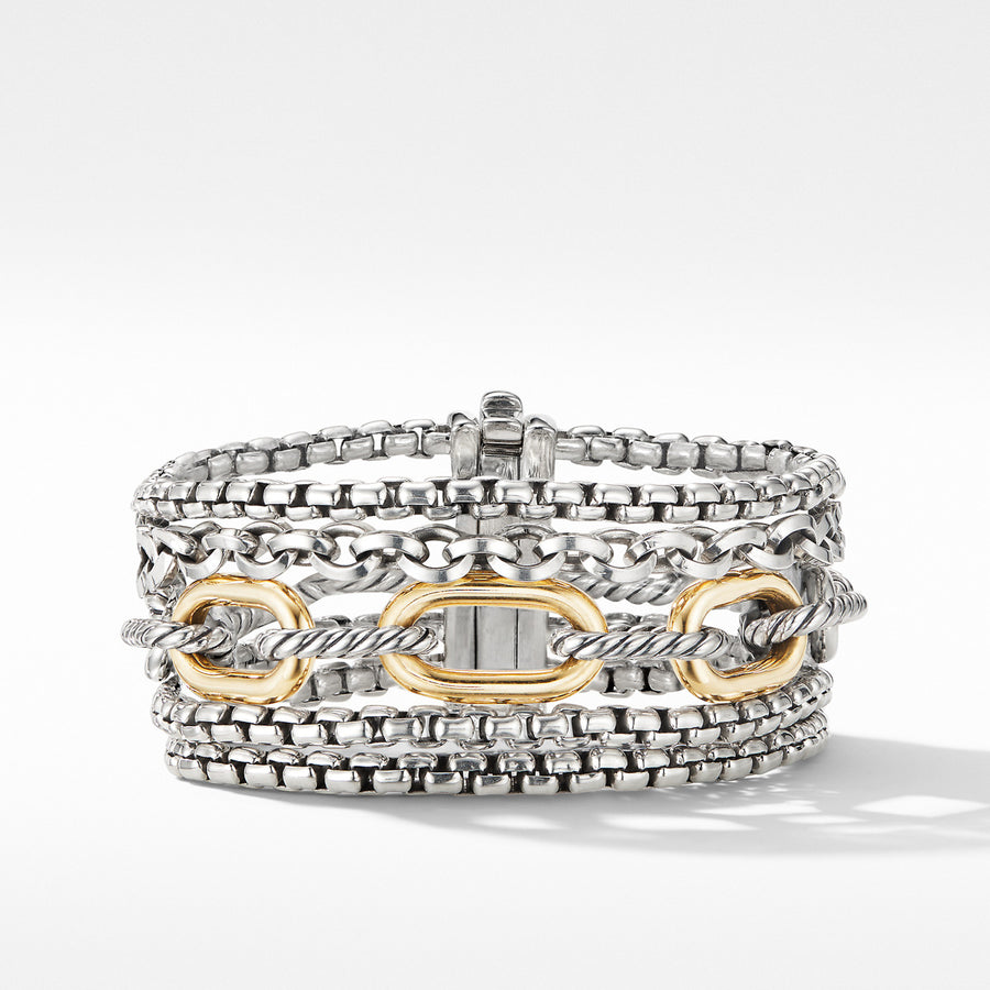 Multi-Row Chain Bracelet with 18K Yellow Gold