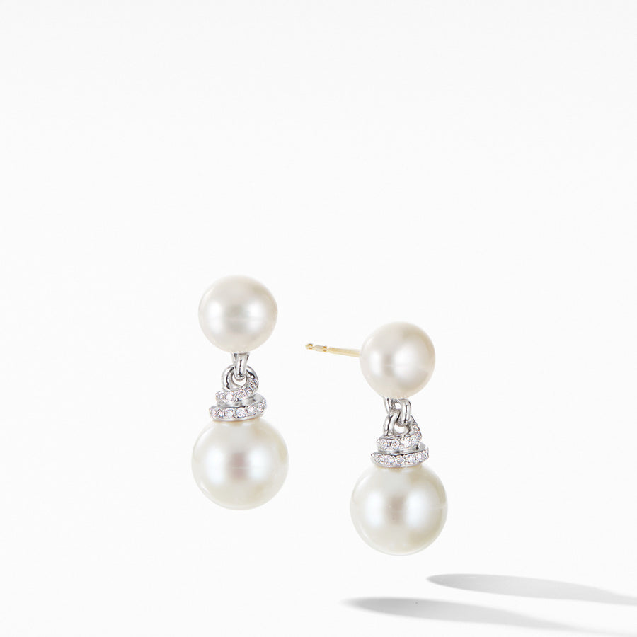 Continuance Pearl Drop Earrings with Diamonds