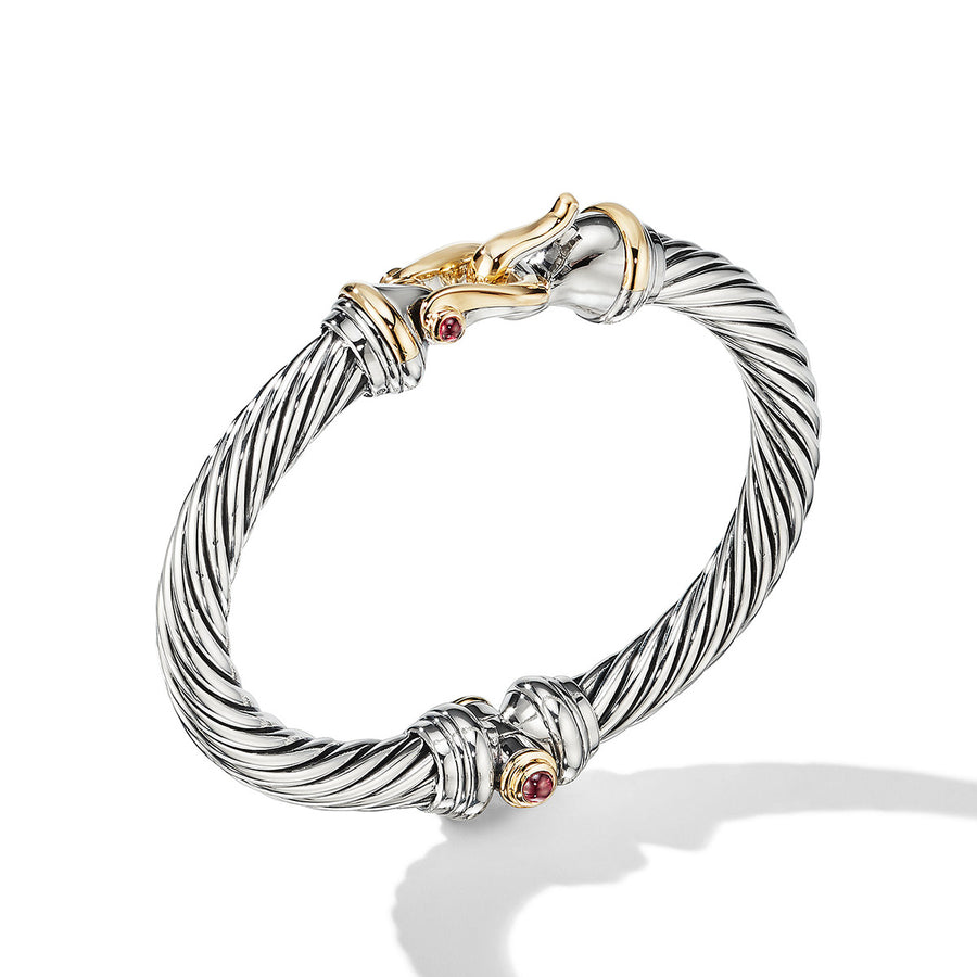 Cable Buckle Bracelet with 18K Yellow Gold and Rhodalite Garnet