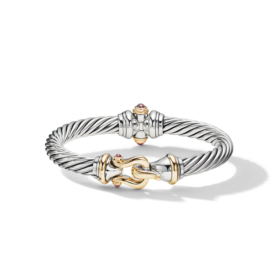 Cable Buckle Bracelet with 18K Yellow Gold and Rhodalite Garnet