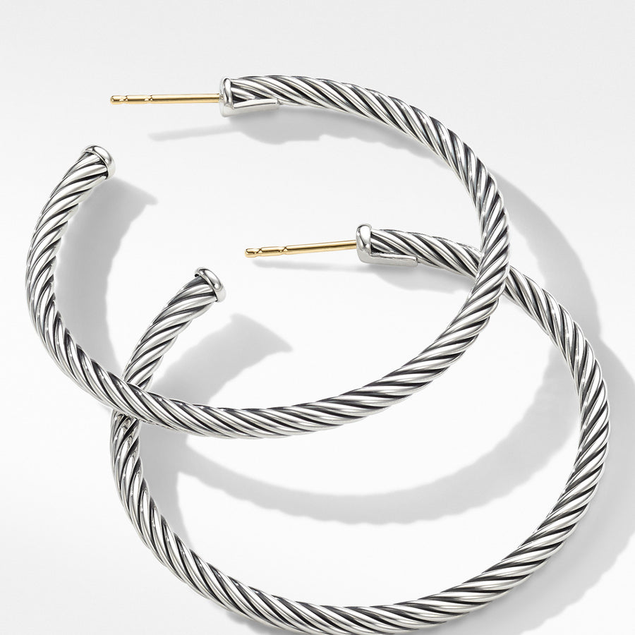 Medium Cable Hoop Earrings