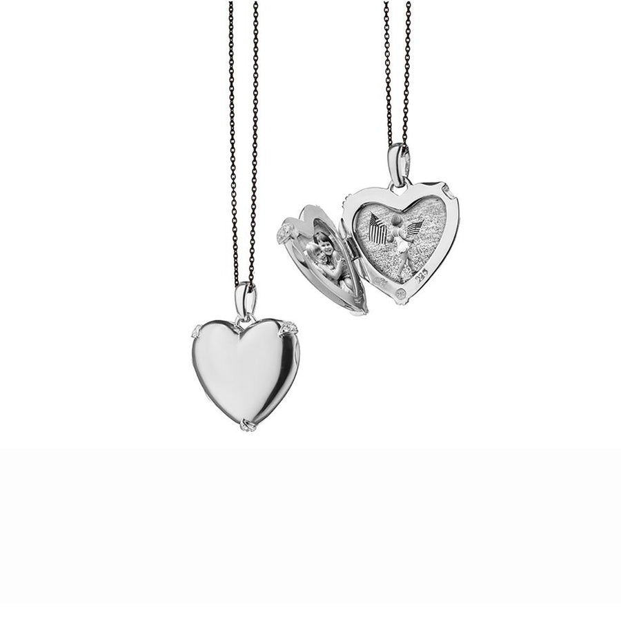 Heart Locket with White Sapphires
