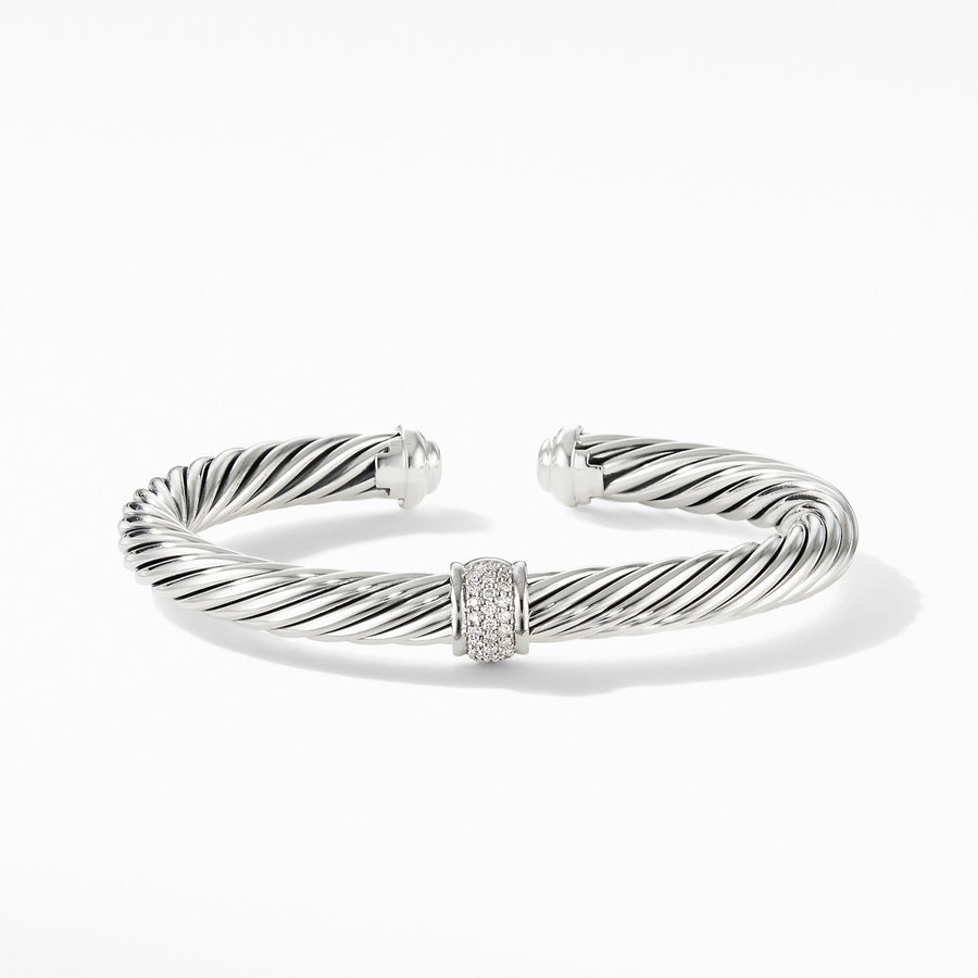 Cable Classic Center Station Bracelet with Pave Diamonds