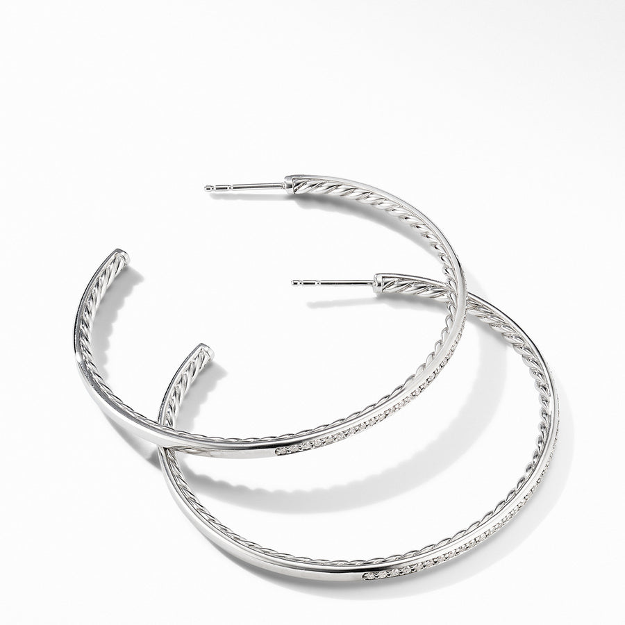 Large Hoop Earrings with Pave Diamonds