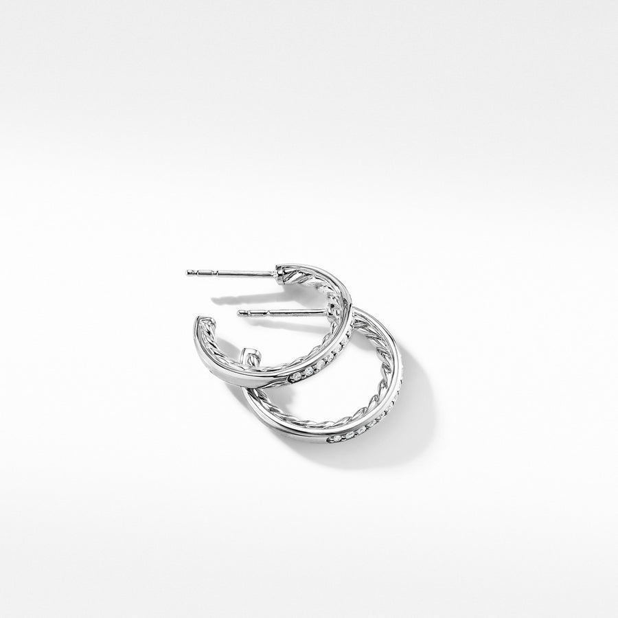 Extra-Small Hoop Earrings in with Pave Diamonds