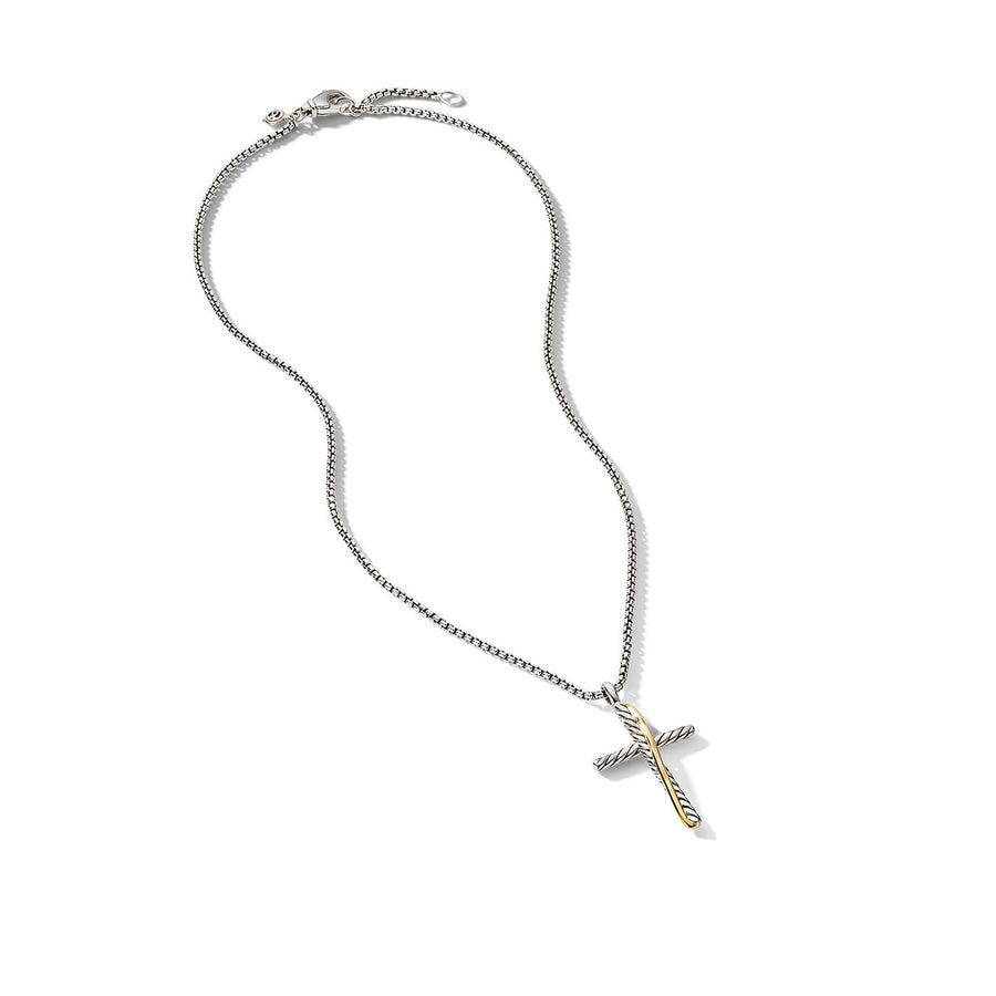 Crossover Cross Necklace with 18K Yellow Gold