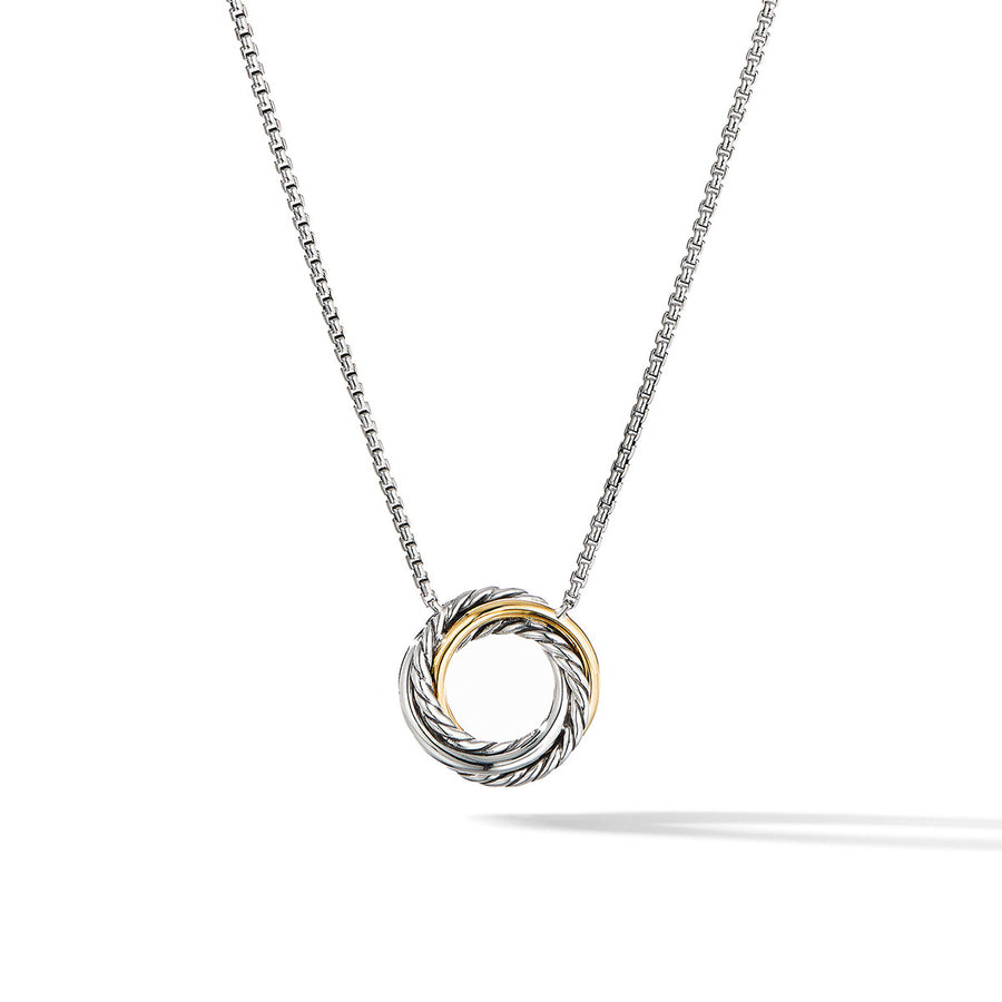 Crossover Mini Pendant Necklace with 18K Yellow Gold