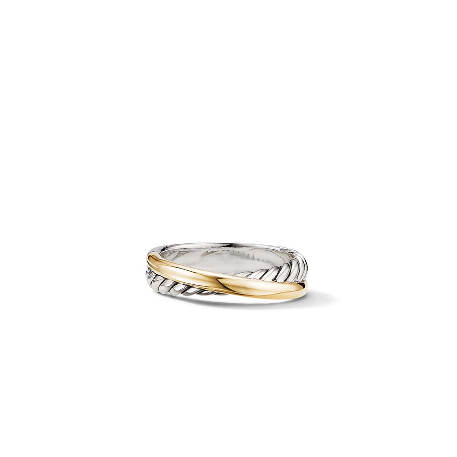 Crossover Band Ring in Sterling Silver with 18K Yellow Gold