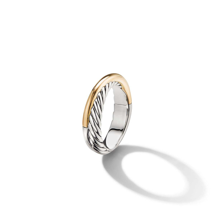 Crossover Band Ring in Sterling Silver with 18K Yellow Gold