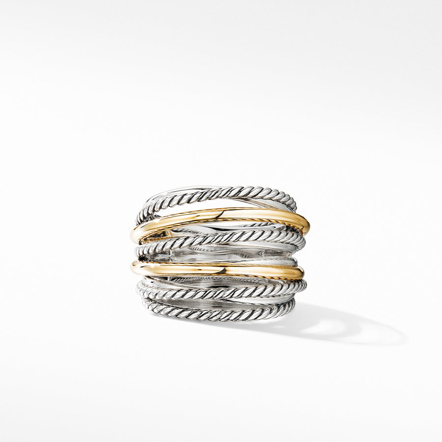 Crossover Wide Ring with 18K Yellow Gold