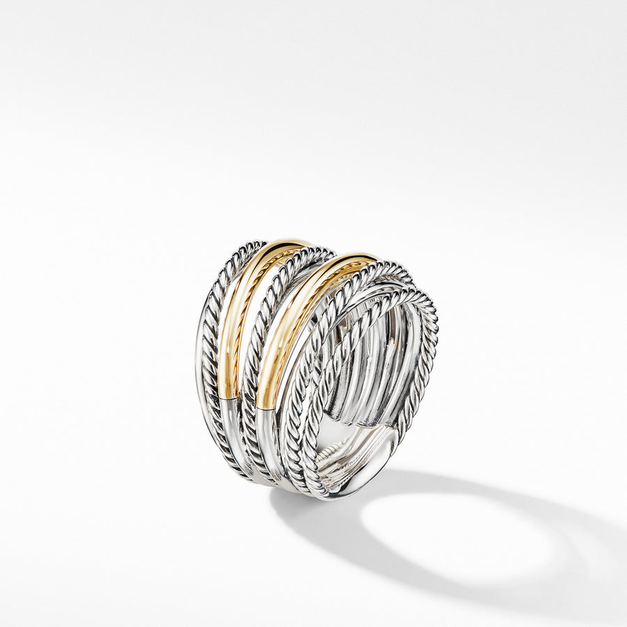 Crossover Wide Ring with 18K Yellow Gold