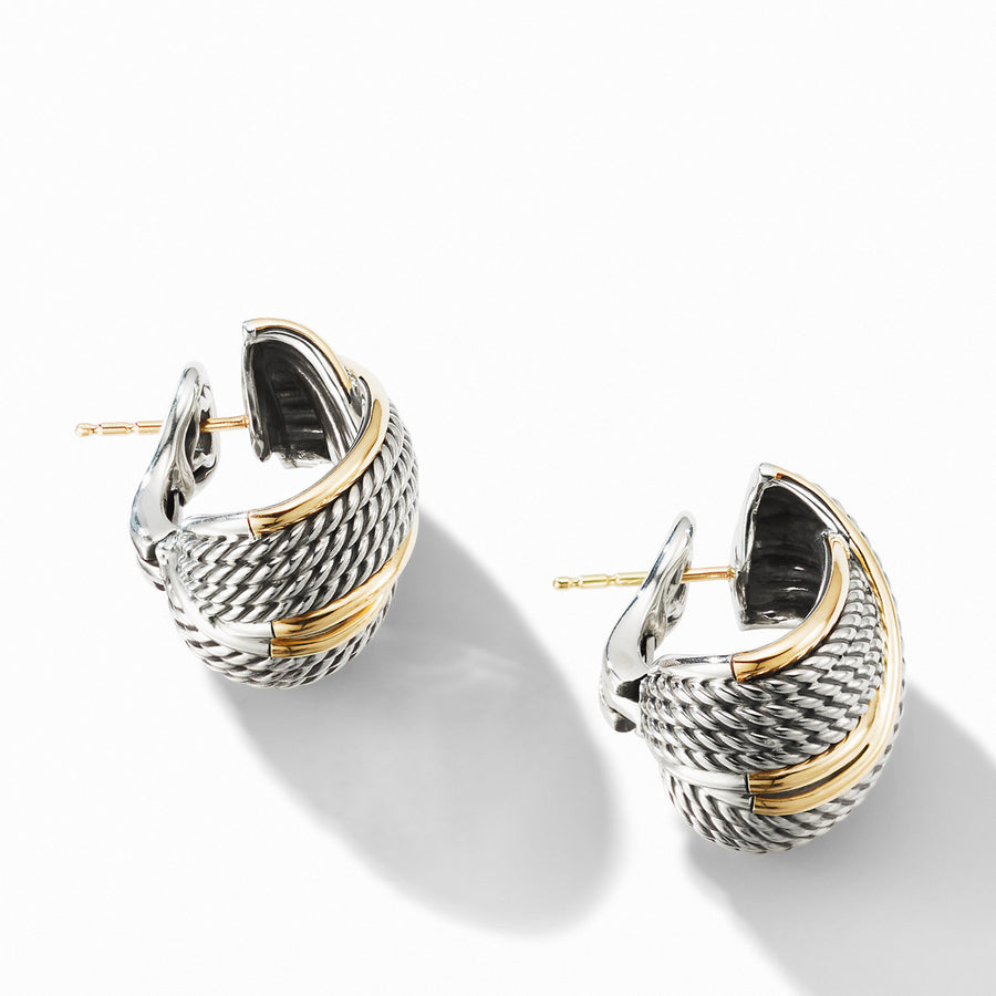 DY Origami Crossover Shrimp Earrings with 18K Yellow Gold